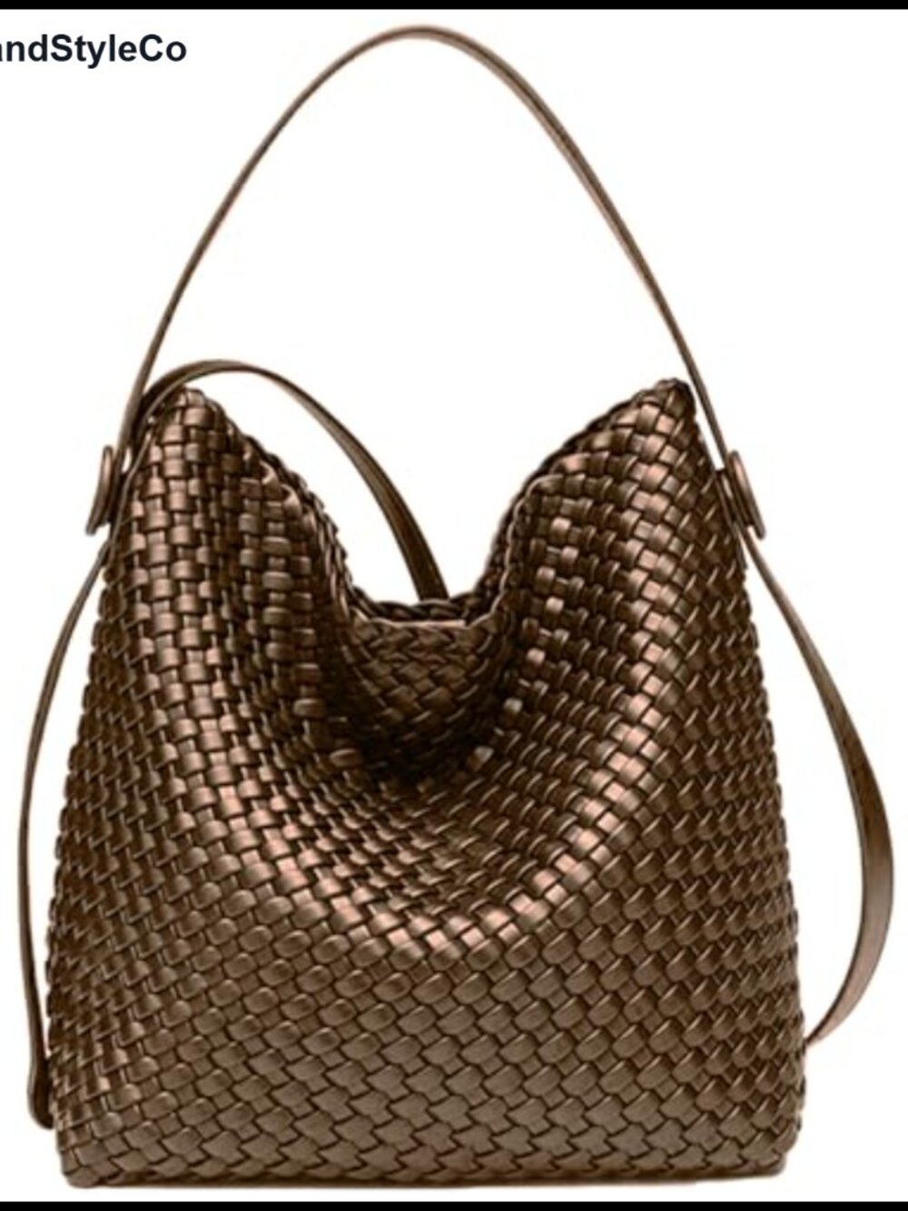 Large Woven Vegan Leather Tote Bag with Clutch for Women Travel Shopper